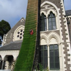 Vertical Meadow sculpture outside of the Canterbury Museum.