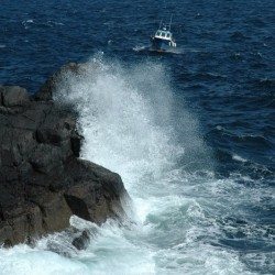 boat with spray