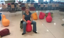 Maaike enjoying the chairs